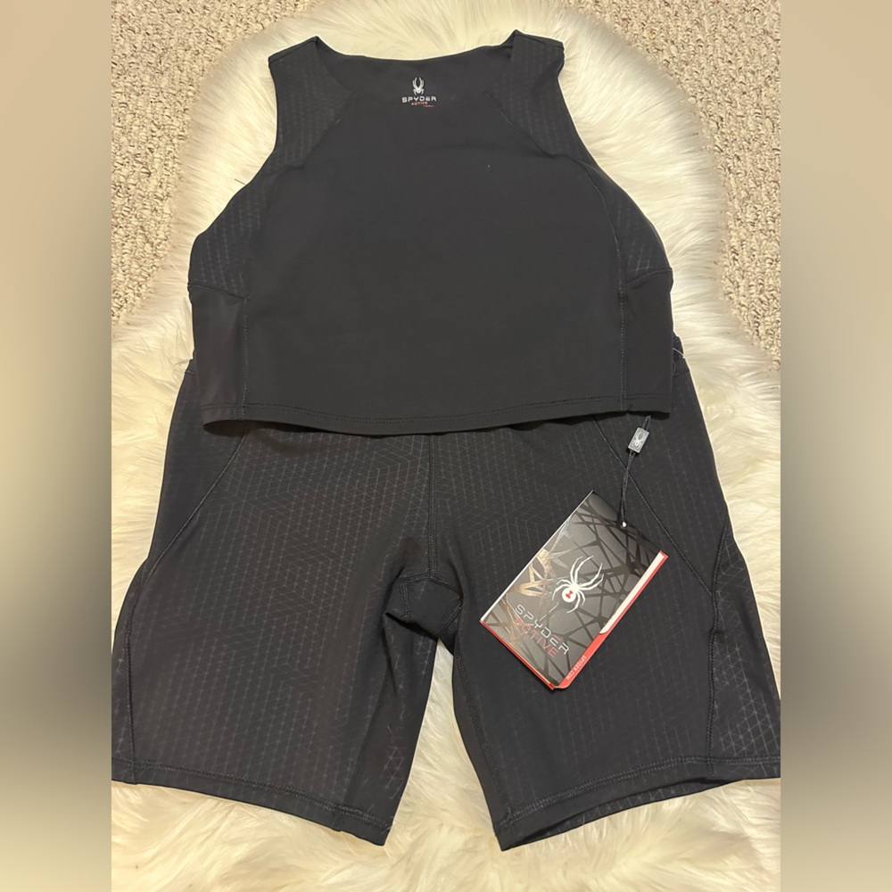 NWT Spyder Active Two Piece Racer Top Shorts Women’s Size Large